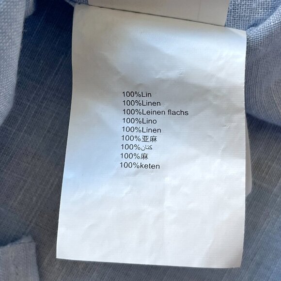 Galeries Lafayette 100% Linen Shirt Size L Light Blue Short Sleeve Summer Button - Picture 3 of 7